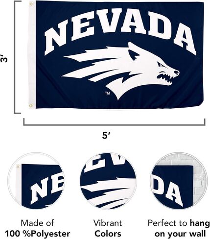 لافتات أعلام جامعة صبار الصحراء في نيفادا رينو UNR Wolf Pack 100% بوليستر للاستخدام الداخلي والخارجي 3×5 (النمط 1) in Saudi Arabia