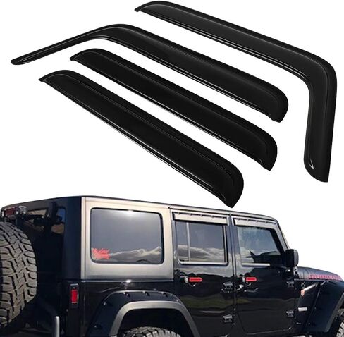 SCITOO Outside Mount Window Visor Deflector Rain Guard Dark Smoke, 4 Pcs Set Fit for 2007-2017 for Jeep Wrangler in Kuwait