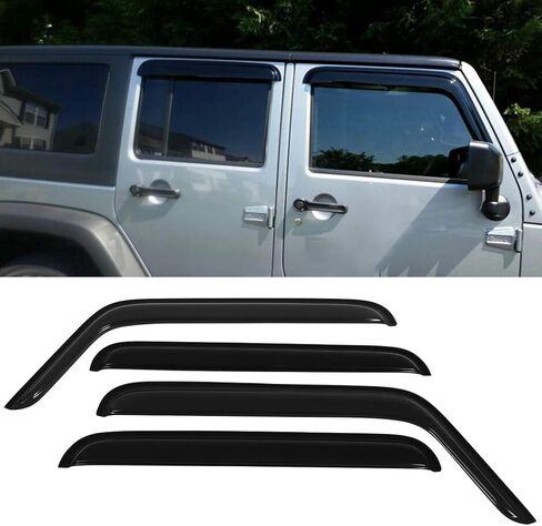 SCITOO Outside Mount Window Visor Deflector Rain Guard Dark Smoke, 4 Pcs Set Fit for 2007-2017 for Jeep Wrangler in Kuwait