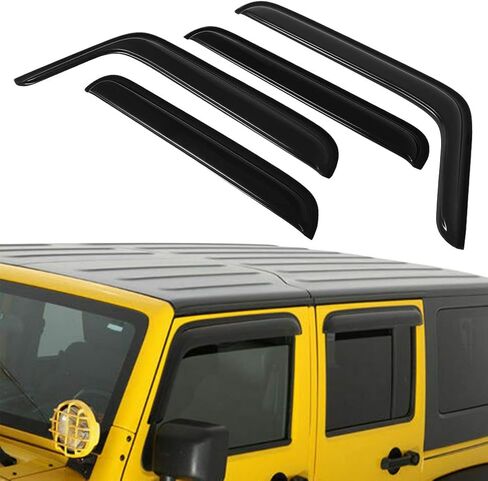 SCITOO Outside Mount Window Visor Deflector Rain Guard Dark Smoke, 4 Pcs Set Fit for 2007-2017 for Jeep Wrangler in Kuwait