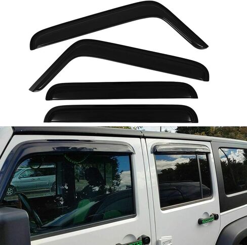 SCITOO Outside Mount Window Visor Deflector Rain Guard Dark Smoke, 4 Pcs Set Fit for 2007-2017 for Jeep Wrangler in Kuwait