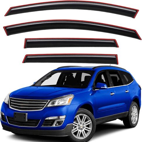 Lightronic WV194161 in-Channel Side Window Visor Deflector Vent Rain Guard, Dark Smoke, 4-Pieces Set, Fits 2009-2017 Chevrolet Traverse in Saudi Arabia