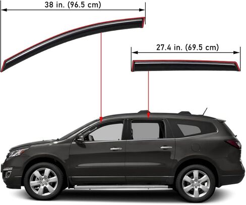Lightronic WV194161 in-Channel Side Window Visor Deflector Vent Rain Guard, Dark Smoke, 4-Pieces Set, Fits 2009-2017 Chevrolet Traverse in Saudi Arabia