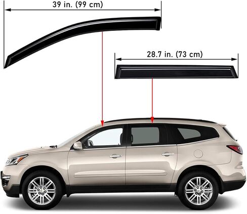 Lightronic WV194161 in-Channel Side Window Visor Deflector Vent Rain Guard, Dark Smoke, 4-Pieces Set, Fits 2009-2017 Chevrolet Traverse in Saudi Arabia