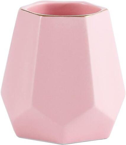 Ceramic Pen Holder for Desk Cute Geometric Shaped Pencil Holder Cup Pot Desk Organizer for Office Decor Makeup Brush Holder (White) in Saudi Arabia