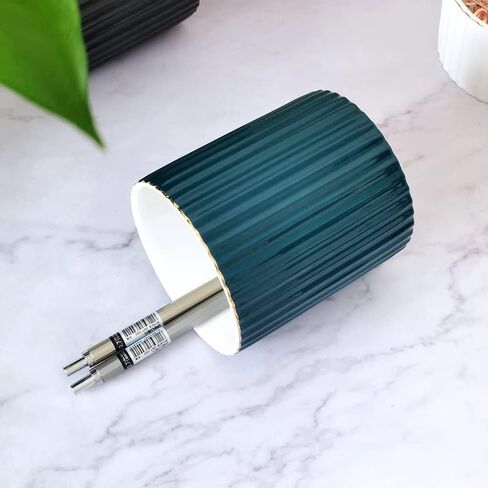 Pen Holder for Desk, Ceramic Pencil Cup Office Desk Organizer, Makeup Brush Holder, Black in Kuwait