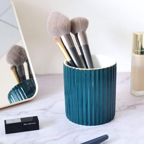 Pen Holder for Desk, Ceramic Pencil Cup Office Desk Organizer, Makeup Brush Holder, Black in Kuwait