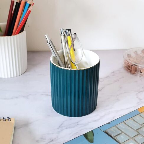 Pen Holder for Desk, Ceramic Pencil Cup Office Desk Organizer, Makeup Brush Holder, Black in Kuwait