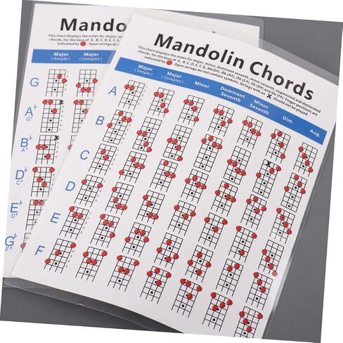 VICASKY Mandolin Chord Chart Poster, Mandolin Note Chart Decals Finger Guide Instructional Sheet for Comprehensive Reference Guide of Easy Chord Diagrams, Fingerings 11.00X8.25inch in Saudi Arabia