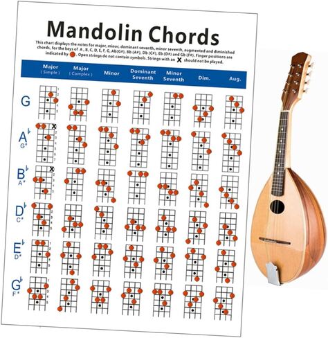 VICASKY Mandolin Chord Chart Poster, Mandolin Note Chart Decals Finger Guide Instructional Sheet for Comprehensive Reference Guide of Easy Chord Diagrams, Fingerings 11.00X8.25inch in Saudi Arabia