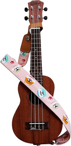 MUSIC FIRST التصميم الأصلي "Pink Shiba Inu Dog" ناعم من الموسلين والجلد الطبيعي حزام القيثارة حزام الكتف مع خزانة حزام من الجلد الطبيعي in Kuwait