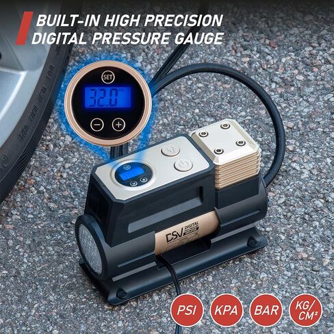 DSV Standard Digital Single Cylinder Portable Air Compressor 150PSI Tire Inflator with Auto Shut Off, 12V DC Air Pump for Car Tires with Digital Pressure Gauge and Led Light, balloon pump in Saudi Arabia