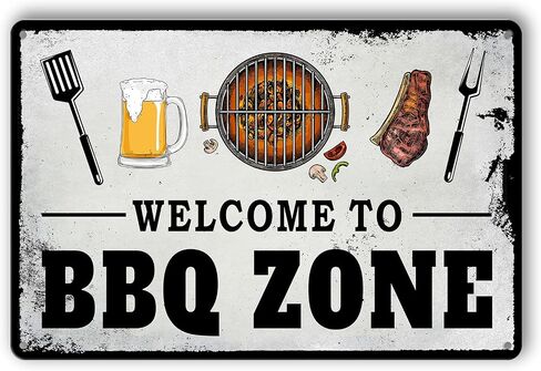 BBQ Tin Sign Vintage BBQ Metal Signs Grilling Signs and Decor Outdoor Barbecue Tin Sign Welcome to BBQ Zone Sign Grilling Zone Metal Sign BBQ Grill Tin Sign Grilling Wall Decor BBQ Gifts 8x12 Inch in Saudi Arabia