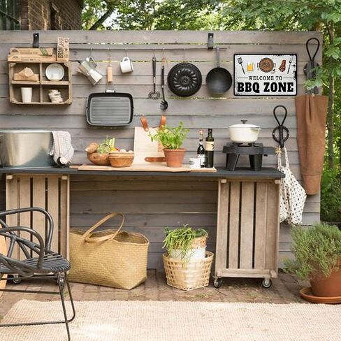 BBQ Tin Sign Vintage BBQ Metal Signs Grilling Signs and Decor Outdoor Barbecue Tin Sign Welcome to BBQ Zone Sign Grilling Zone Metal Sign BBQ Grill Tin Sign Grilling Wall Decor BBQ Gifts 8x12 Inch in Saudi Arabia