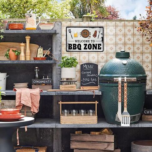 BBQ Tin Sign Vintage BBQ Metal Signs Grilling Signs and Decor Outdoor Barbecue Tin Sign Welcome to BBQ Zone Sign Grilling Zone Metal Sign BBQ Grill Tin Sign Grilling Wall Decor BBQ Gifts 8x12 Inch in Saudi Arabia