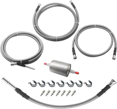 خط الوقود المضفر متوافق مع GMC Sierra Chevy Silverado 1500 2500 2500HD 3500 خرطوم الوقود المرن المصنوع من الفولاذ المقاوم للصدأ استبدال 819-840 15043857 15765803 in Kuwait