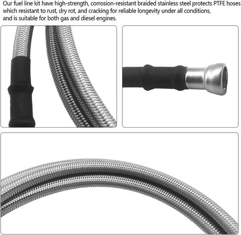 خط الوقود المضفر متوافق مع GMC Sierra Chevy Silverado 1500 2500 2500HD 3500 خرطوم الوقود المرن المصنوع من الفولاذ المقاوم للصدأ استبدال 819-840 15043857 15765803 in Kuwait