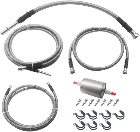 خط الوقود المضفر متوافق مع GMC Sierra Chevy Silverado 1500 2500 2500HD 3500 خرطوم الوقود المرن المصنوع من الفولاذ المقاوم للصدأ استبدال 819-840 15043857 15765803 in Kuwait