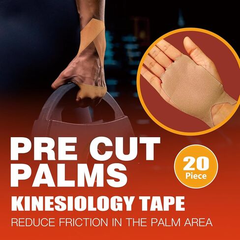 Palm Kinesiology Tape,Precut Strips Kinetic Tape, Kinesiology Tape to Protect Palm and Wrist,20pcs 9in X 3.1in,Kinesiology Tape for Activities Like Weight Lifting, Tennis, Bowling, Etc. in Saudi Arabia