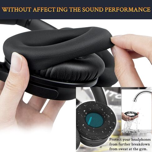 وسائد أذن SOULWIT + عصابة رأس + غطاء وسائد أذن من السيليكون، مجموعة بديلة لسماعات Bose QuietComfort 25(QC25)/SoundLink حول الأذن II(SoundLink AE2)/SoundTrue حول الأذن II(SoundTrue AE 2) - أسود in Kuwait