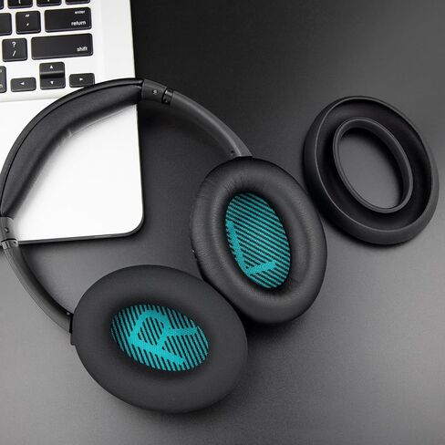وسائد أذن SOULWIT + عصابة رأس + غطاء وسائد أذن من السيليكون، مجموعة بديلة لسماعات Bose QuietComfort 25(QC25)/SoundLink حول الأذن II(SoundLink AE2)/SoundTrue حول الأذن II(SoundTrue AE 2) - أسود in Kuwait
