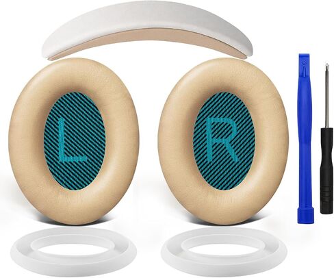 وسائد أذن SOULWIT + عصابة رأس + غطاء وسائد أذن من السيليكون، مجموعة بديلة لسماعات Bose QuietComfort 25(QC25)/SoundLink حول الأذن II(SoundLink AE2)/SoundTrue حول الأذن II(SoundTrue AE 2) - أسود in Kuwait