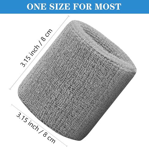 8 قطع من أربطة المعصم للتنس، أربطة معصم ماصة للرجال والنساء، عصابات رأس قطنية مسامية للتمرين، كرة القدم، كرة السلة، الجري الرياضي - أسود ورمادي in Kuwait