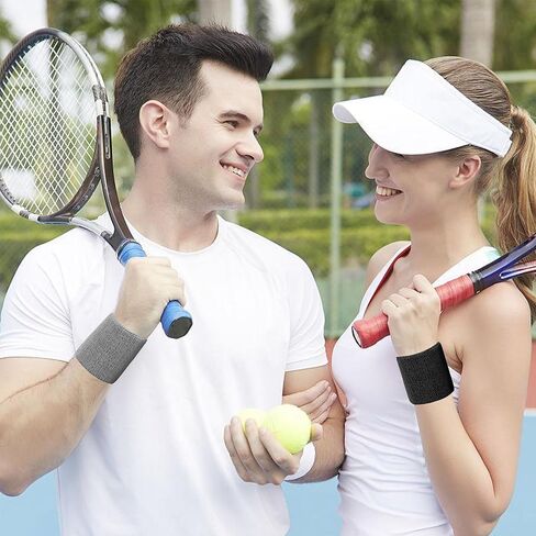 8 قطع من أربطة المعصم للتنس، أربطة معصم ماصة للرجال والنساء، عصابات رأس قطنية مسامية للتمرين، كرة القدم، كرة السلة، الجري الرياضي - أسود ورمادي in Kuwait