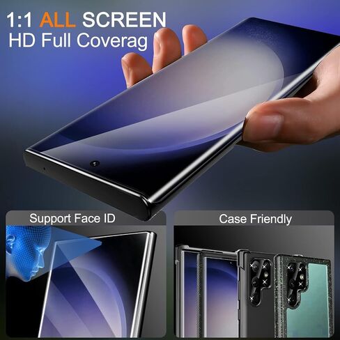 Milomdoi [3 + 3 Pack] واقي شاشة UV لهاتف Samsung Galaxy S23 Ultra ملحقات من الزجاج المقسى 3 عبوات واقي شاشة samsung galaxy S23 Ultra 5G 3 عبوات واقيات عدسات الكاميرا تناسب بصمة الإصبع in Saudi Arabia