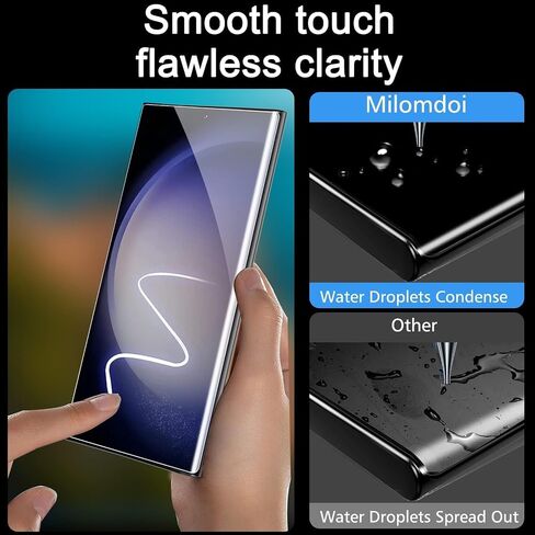Milomdoi [3 + 3 Pack] واقي شاشة UV لهاتف Samsung Galaxy S23 Ultra ملحقات من الزجاج المقسى 3 عبوات واقي شاشة samsung galaxy S23 Ultra 5G 3 عبوات واقيات عدسات الكاميرا تناسب بصمة الإصبع in Saudi Arabia