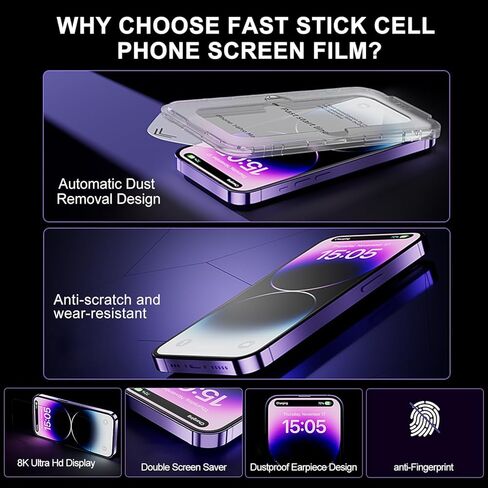 واقي شاشة من الزجاج المقوى لهاتف iPhone 14 / iPhone 13 [6.1 بوصة]، طبقة من الزجاج المقوى المقاوم للخدش بصلابة 9H مع مجموعة محاذاة تلقائية، سهل التركيب - عبوتان in Kuwait