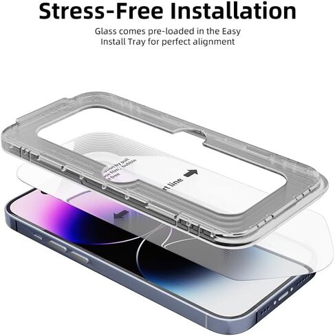 واقي شاشة من الزجاج المقوى لهاتف iPhone 14 / iPhone 13 [6.1 بوصة]، طبقة من الزجاج المقوى المقاوم للخدش بصلابة 9H مع مجموعة محاذاة تلقائية، سهل التركيب - عبوتان in Kuwait