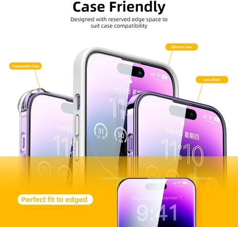 واقي شاشة من الزجاج المقوى لهاتف iPhone 14 / iPhone 13 [6.1 بوصة]، طبقة من الزجاج المقوى المقاوم للخدش بصلابة 9H مع مجموعة محاذاة تلقائية، سهل التركيب - عبوتان in Kuwait