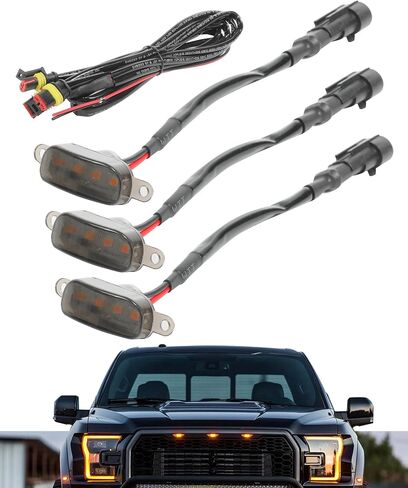 RACOONA 4 PCS Led Grille Lights,Led Amber Lights with Fuse and Instruction,Car Accessories LED Front Grille Lights Front Grille Daytime Running Lamps for SR5,Off-Road in Saudi Arabia