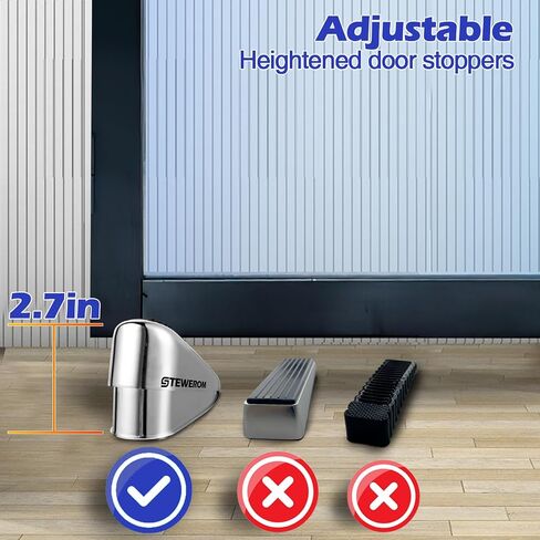 Heavy-Duty Metal Door stoppers for Doors up to 2.7 inches at The Bottom Wedge Door Stops for Residential and Commercial use Door Stops Rubber and alloyfor Doors on Tile, Concrete, Carpet, Wood Floors in Saudi Arabia