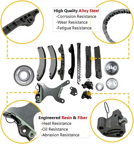 Timing Chain Kit w/o Gears | Fit for Dodge Dakota Durango Nitro Ram 1500, Jeep Commander Grand Cherokee Liberty, Mitsubishi Raider 3.7L 226CID V6 SOHC Vin K | OE#: 9-0393SA TKMI037NG, TK10210 in Saudi Arabia