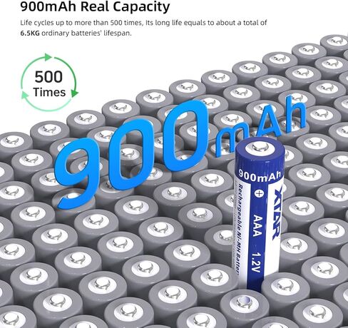 XTAR 8 حزمة 1.2 فولت بطارية AAA مع شاحن 900 مللي أمبير بطارية AAA USB C 8 فتحات شاحن قابلة للشحن 1.2 فولت Ni-MH AA/AAA بطاريات (NC8 + 8 قطعة 1.2 فولت AAA) in Kuwait