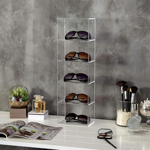 منظم نظارات شمسية من الأكريليك مكون من 5 طبقات، حافظة عرض مصغرة للنظارات، حامل على الحائط، رف منظم تمثال قائم بذاته للمقتنيات والأحجار الكريمة والصخور والعرض in Kuwait