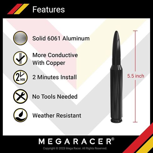 Mega Racer Black Short Antenna for Jeep Wranger Gladiator 2007-2024 JT JKU JLU JK JL Jeep Wrangler Accessories, Sahara Rubicon Willys Mojave Car Antenna Replacement, Wrangler Gladiator Accessories in Saudi Arabia