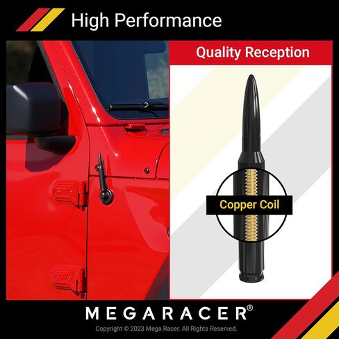 Mega Racer Black Short Antenna for Jeep Wranger Gladiator 2007-2024 JT JKU JLU JK JL Jeep Wrangler Accessories, Sahara Rubicon Willys Mojave Car Antenna Replacement, Wrangler Gladiator Accessories in Saudi Arabia
