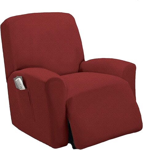 Stretch To Fit One Piece Lazy Boy Chair Recliner Slipcover, Stretch Fit Furniture Chair Recliner Cover With 3 Foam Pieces to Hid Extra Fabric, 4 ELASTIC STRAPS for Cover Stability (Black) in Saudi Arabia
