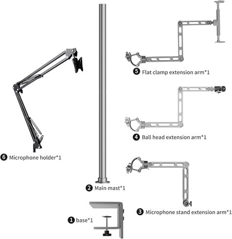 GSY Live Streaming Stand Kit حامل الهاتف الخليوي LED Ring Light ملحقات التصوير الفوتوغرافي القابلة للطي من الفولاذ المقاوم للصدأ للألعاب المباشرة، الكاميرا الرقمية، كاميرا الفيديو، الميكروفون، Gopro، iPhone، أجهزة Android in Kuwait