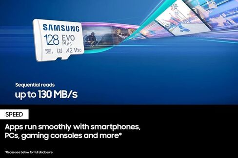 سامسونج EVO Plus مع محول SD Micro SDXC، حتى 130 ميجابايت/ثانية، مساحة تخزين موسعة لأجهزة الألعاب، وأجهزة Android اللوحية والهواتف الذكية، وبطاقة الذاكرة، وبطاقة Micro SD مع حقيبة حمل (256 جيجابايت) in Kuwait