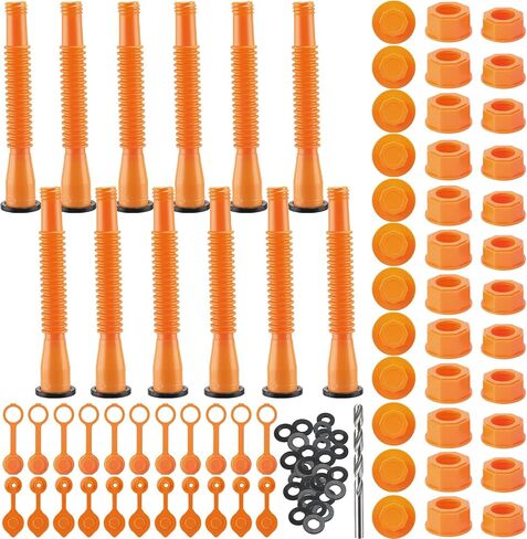 12 Kit Gas Can Spout Replacement with Screw Collar Caps, Gasket Stopper, and 2 Kinds Gas Can Vent Cap Bendable Nozzle Kit Fits Most of the Oil Gas Cans Water Gas Container Jug (Black White) in Kuwait