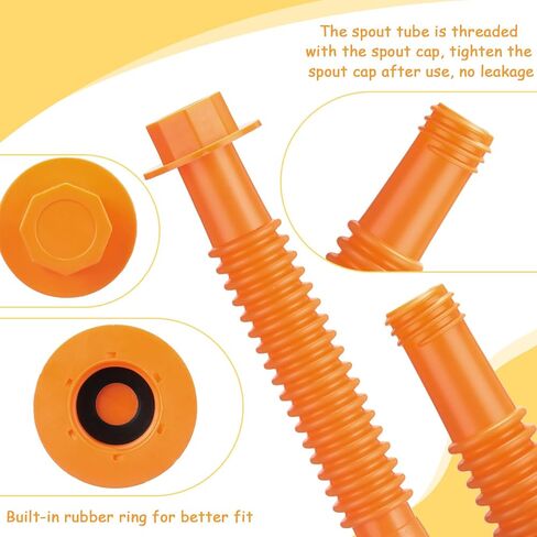 12 Kit Gas Can Spout Replacement with Screw Collar Caps, Gasket Stopper, and 2 Kinds Gas Can Vent Cap Bendable Nozzle Kit Fits Most of the Oil Gas Cans Water Gas Container Jug (Black White) in Kuwait