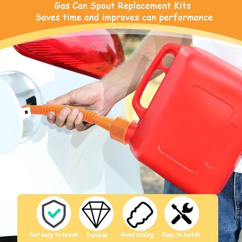 12 Kit Gas Can Spout Replacement with Screw Collar Caps, Gasket Stopper, and 2 Kinds Gas Can Vent Cap Bendable Nozzle Kit Fits Most of the Oil Gas Cans Water Gas Container Jug (Black White) in Kuwait