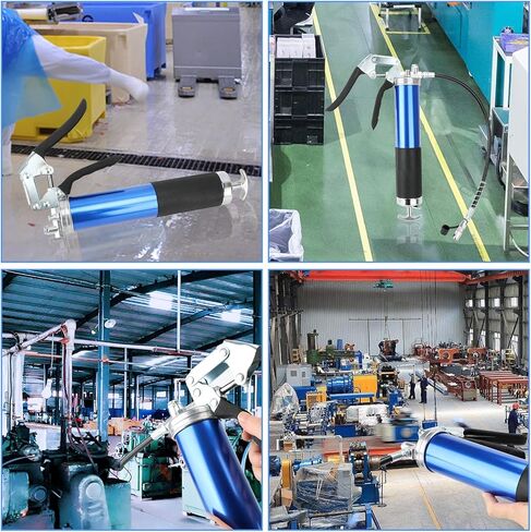 مجموعة مسدسات الشحوم ذات قبضة مسدس شديدة التحمل YOTINO 6000-7000PSI، سعة تحميل 14 أونصة مع خرطوم مرن زنبركي 18 بوصة، 1 وصلة قفل، 1 وصلة معززة، 1 فوهة من النوع الحاد، 2 أنبوب صلب تمديد in Kuwait