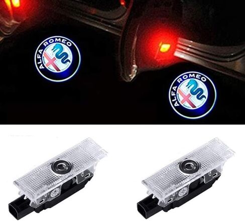 2 Pack Car Door Lights Logo Projector Ghost Lights Puddle Lights Welcome Emblem Lamp For Alfa Romeo Stelvio (2017-2018) Giulia (2017-2018) Car Accessories in Kuwait