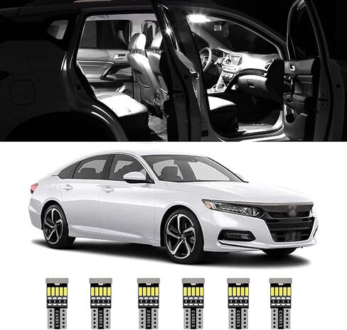 6pcs White Interior LED Lights Kit for 2013 2014 2015 2016 2017 2018 2019 2020 2021 2022 Honda Accord Super Bright LED Map Dome Cargo Replacement Light Bulbs in Saudi Arabia