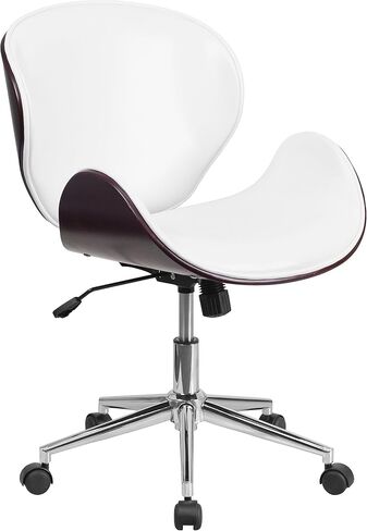 Flash Furniture Tana Mid-Back Walnut Wood Conference Office Chair in Black LeatherSoft in Saudi Arabia